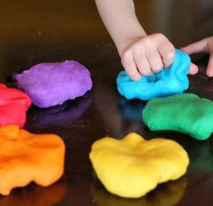 Photo of son playing with playdough