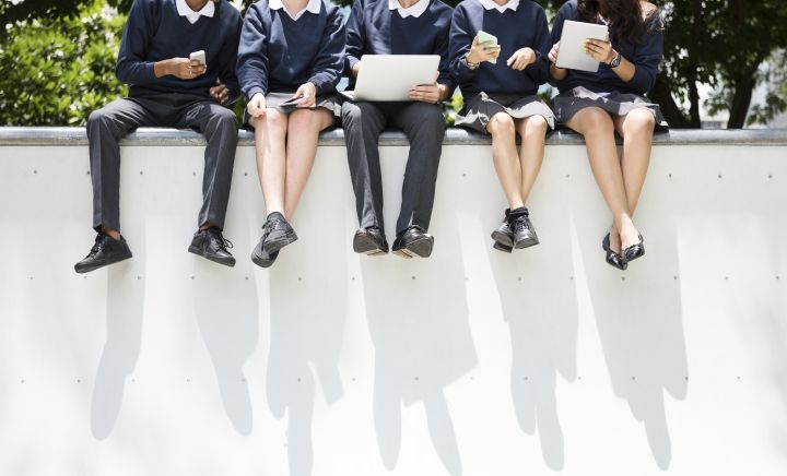 Students doing homework park