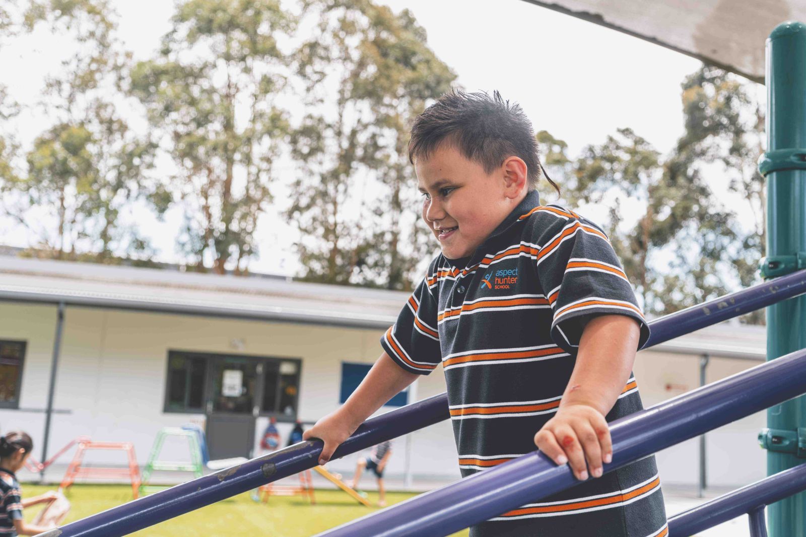 Student developing coordination through active play