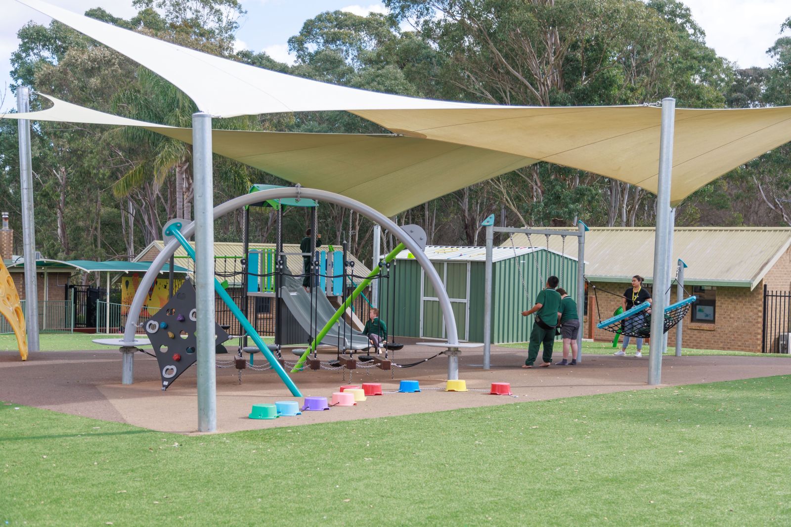 Students participating in play