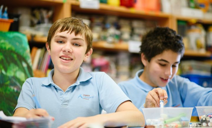 Two boys in a classroom