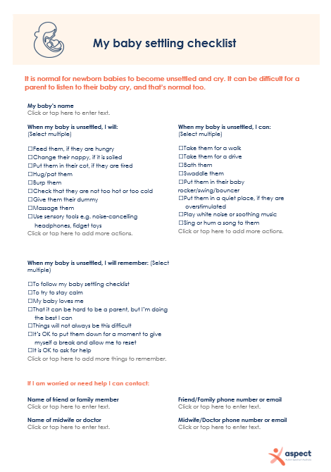 My baby settling checklist