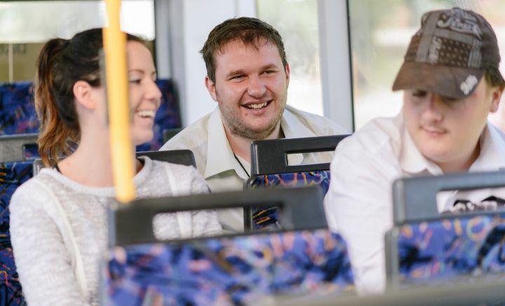 Young adults on bus